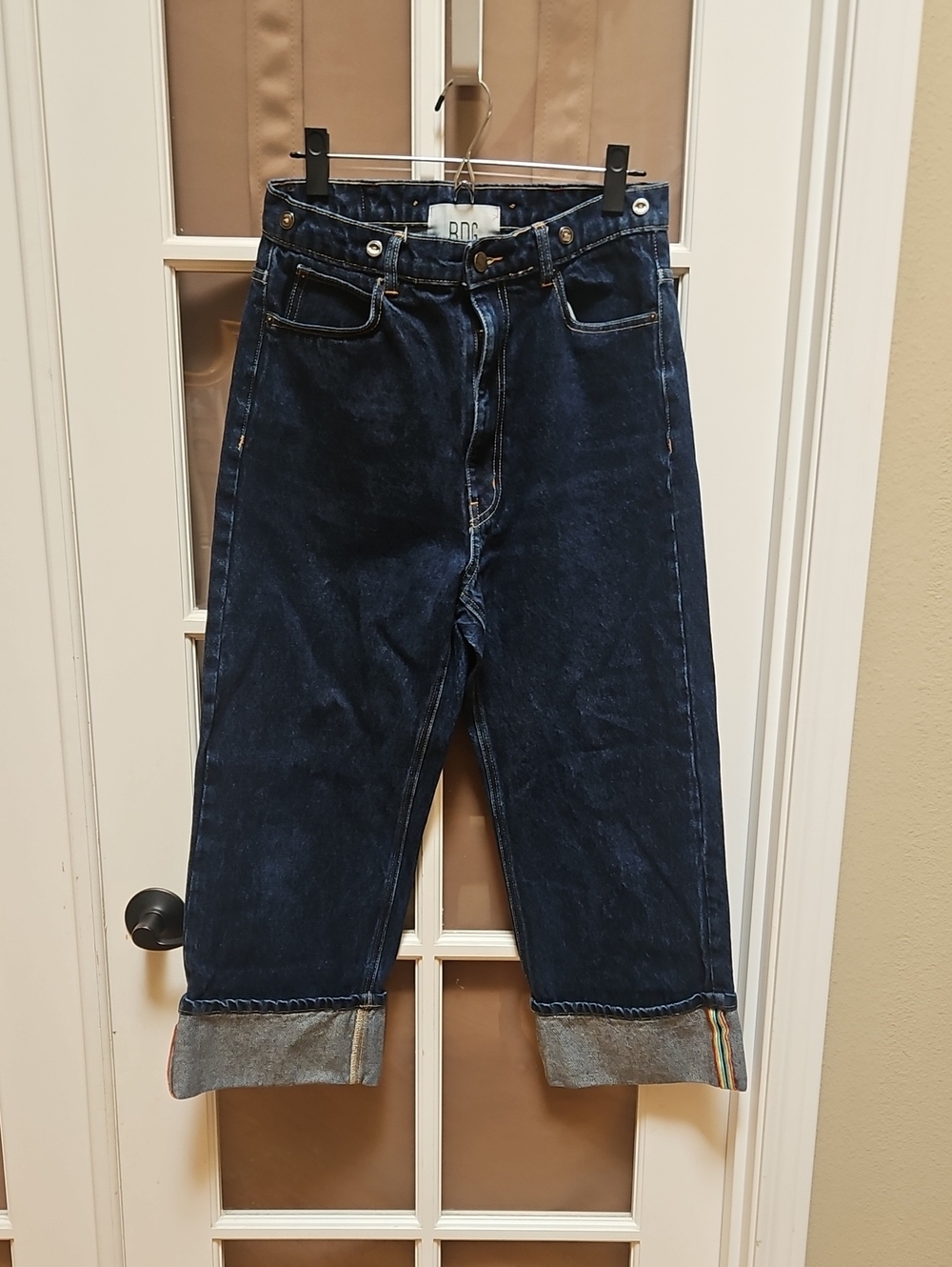 BDG Dark Blue Straight-Leg Jeans With Cuff